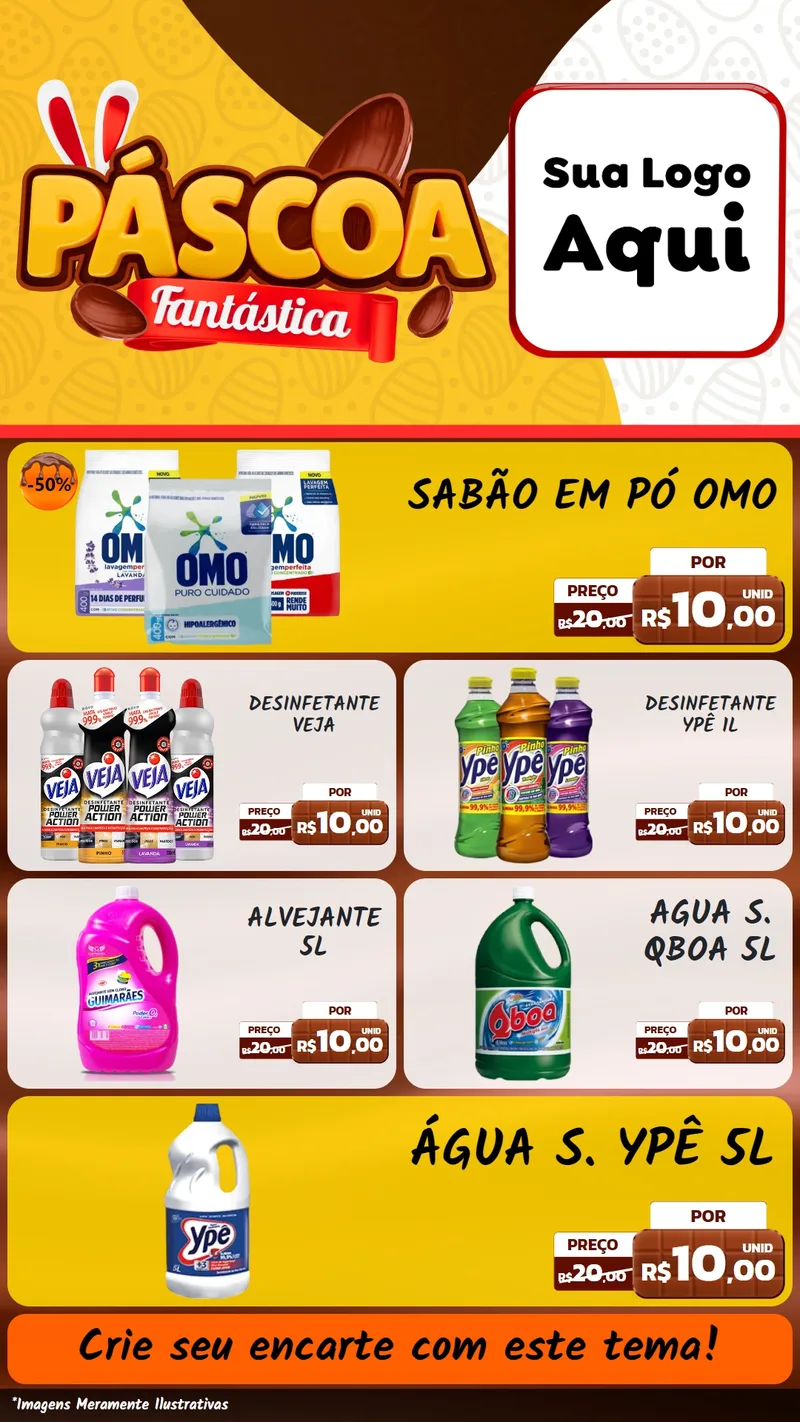 Modelo de TV para TV Vertical com o tema Páscoa Fantástica para Produtos de Limpeza