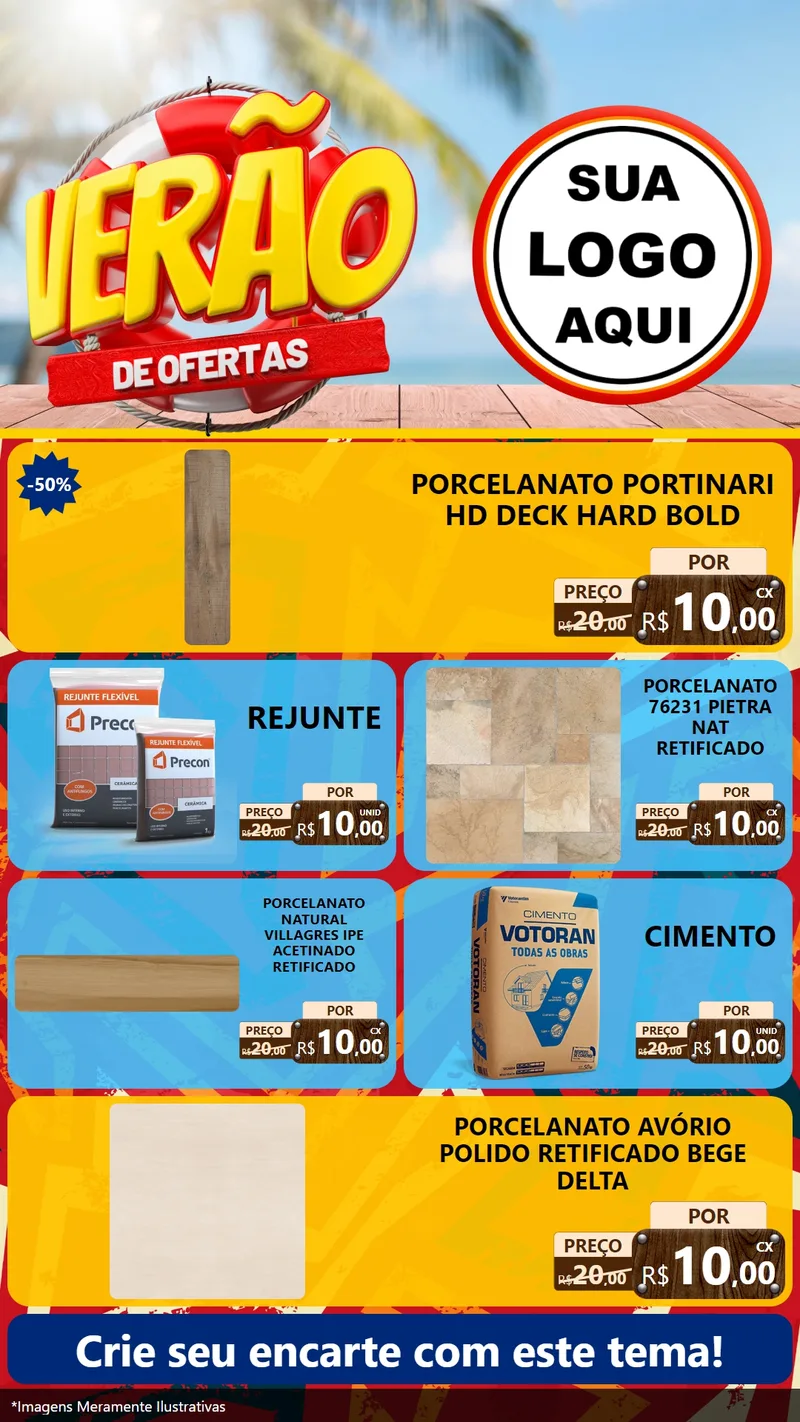 Modelo de TV para TV Vertical com o tema Verão de Ofertas para Pisos e revestimentos