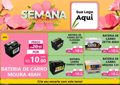 Modelo de Encarte para Encarte A4 Horizontal com o tema Semana da Primavera para Baterias Elétricas