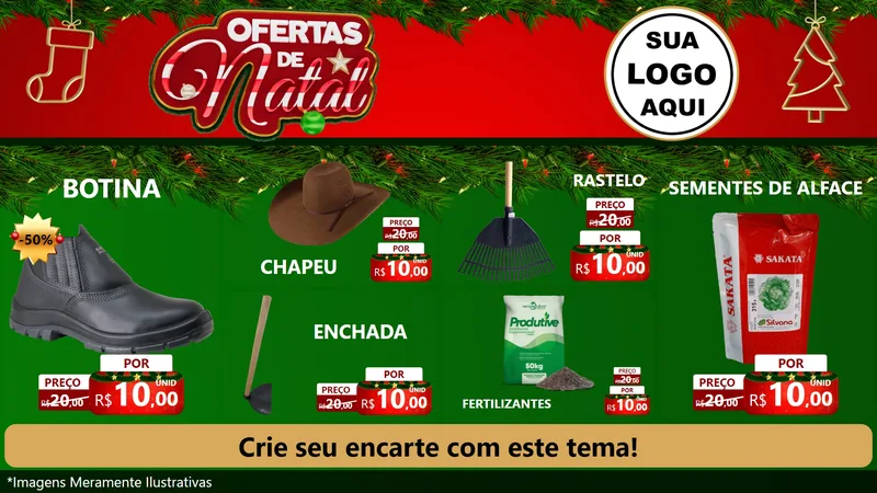 Modelo de TV para TV Horizontal com o tema Ofertas de Natal para Agropecuária