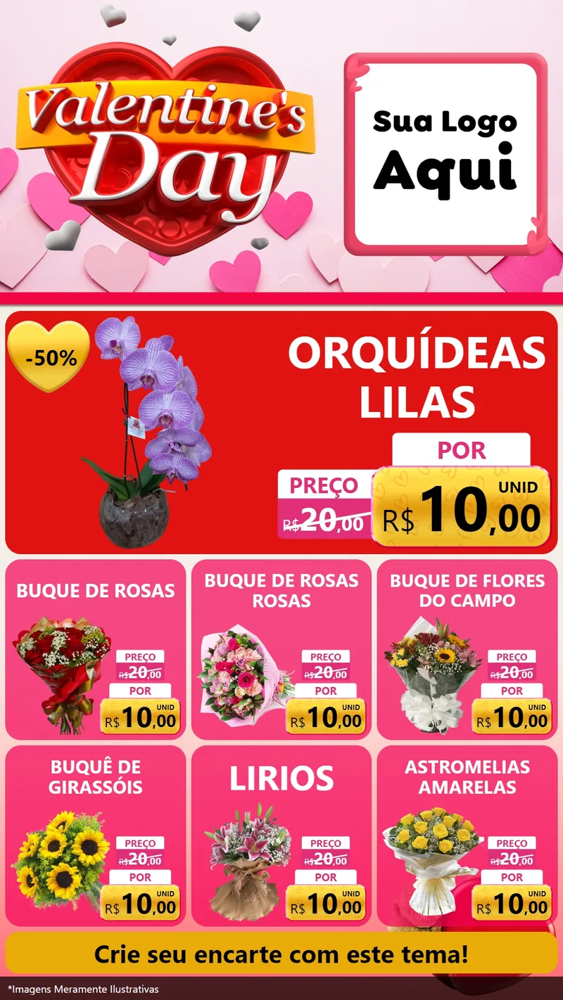 Modelo de Rede Social para Stories com o tema Valentine's Day para Floricultura e jardim