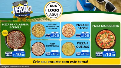 Modelo de TV para TV Horizontal com o tema Verão de Ofertas para Pizzaria