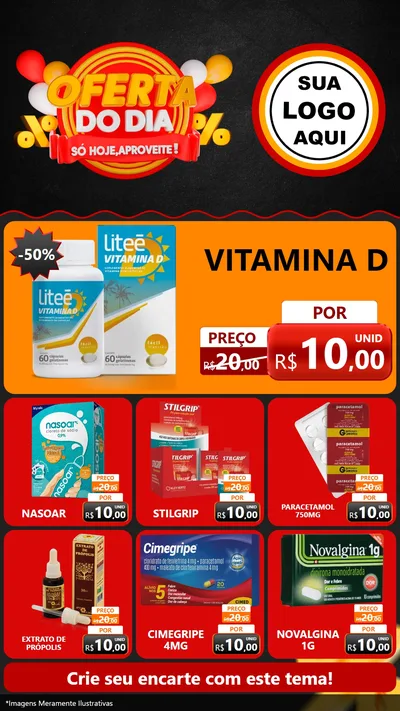 Modelo de Rede Social para Stories com o tema Oferta do Dia - Só hoje, Aproveite! para Farmácia
