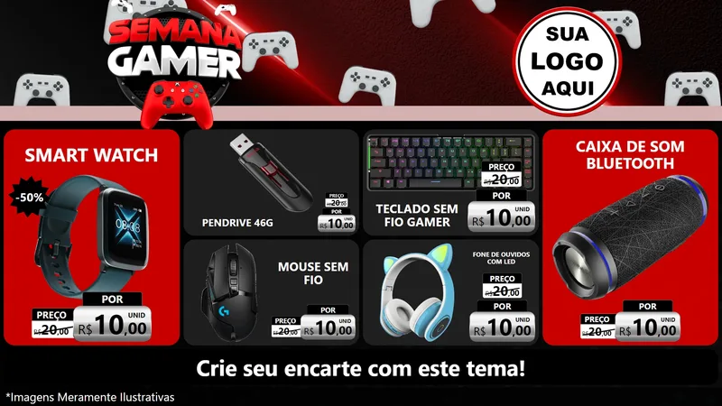 Modelo de TV para TV Horizontal com o tema Semana Gamer para Informática