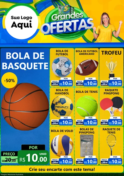 Modelo de Encarte para Encarte A4 Vertical com o tema Grandes Ofertas para Artigos Esportivos