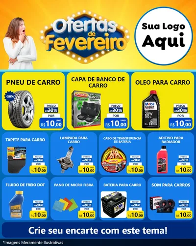 Modelo de Rede Social para Feed Instagram com o tema Ofertas de Fevereiro para Auto peças