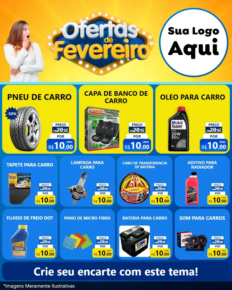 Modelo de Rede Social para Feed Instagram com o tema Ofertas de Fevereiro para Auto peças