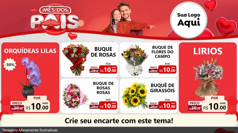 Modelo de TV para TV Horizontal com o tema Mês dos Pais para Floricultura e jardim