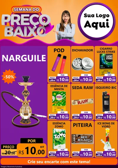 Modelo de Encarte para Encarte A4 Vertical com o tema Semana do Preço Baixo para Tabacaria