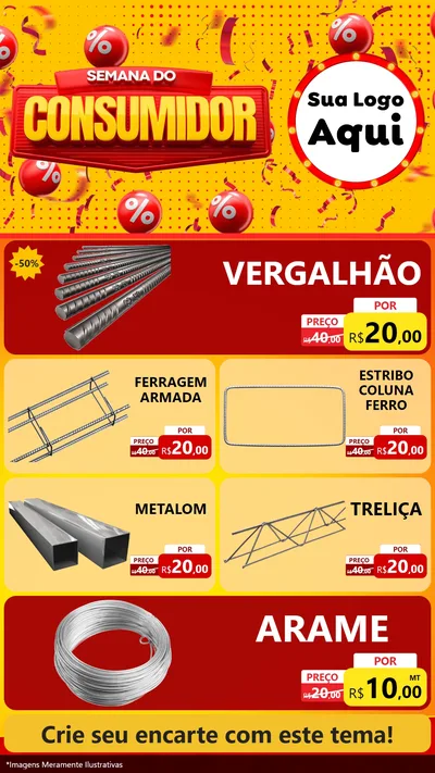 Modelo de TV para TV Vertical com o tema Semana do Consumidor para Ferragens
