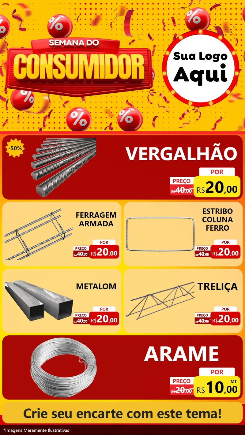 Modelo de TV para TV Vertical com o tema Semana do Consumidor para Ferragens