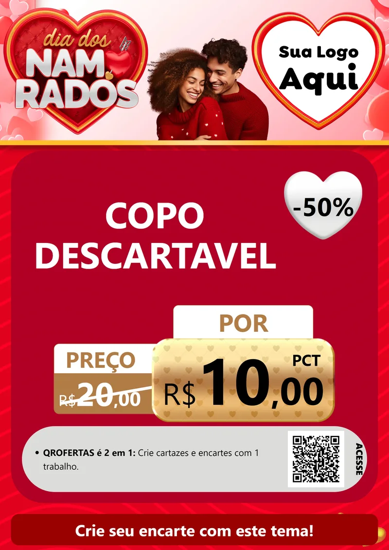 Modelo de Cartaz para Cartaz A4 Vertical com o tema Dia dos Namorados para Embalagens