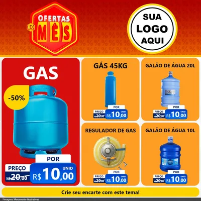 Modelo de Rede Social para Feed Facebook com o tema Ofertas do Mês para Água e gás