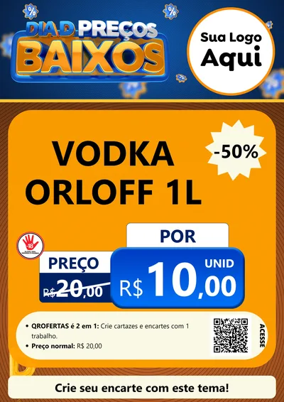 Modelo de Cartaz para Cartaz A4 Vertical com o tema Dia D Preço Baixo para Distribuidora de bebidas