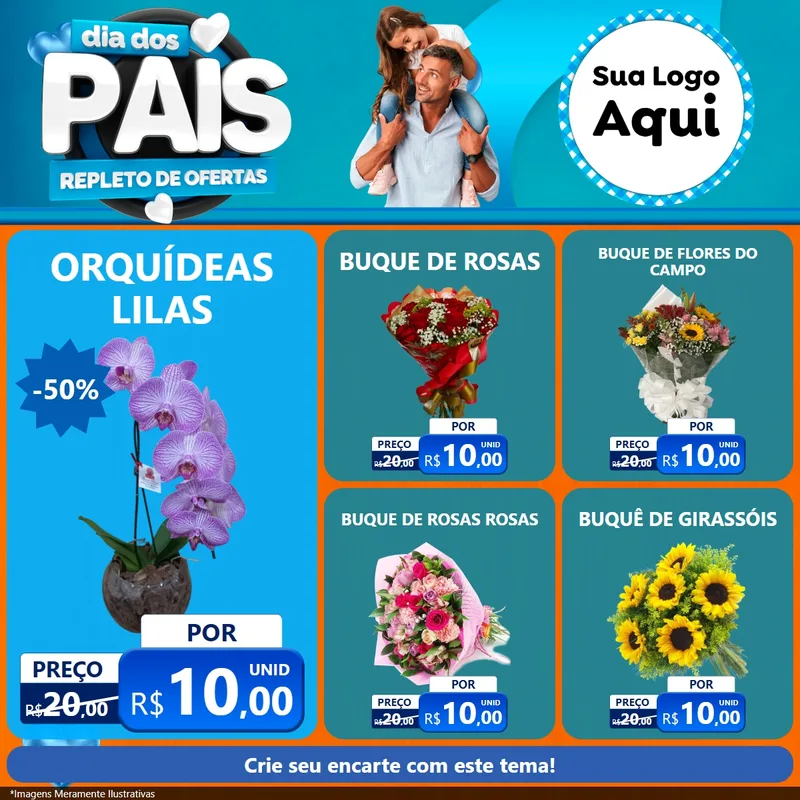 Modelo de Rede Social para Feed Facebook com o tema Dia Dos Pais Repleto de Ofertas para Floricultura e jardim
