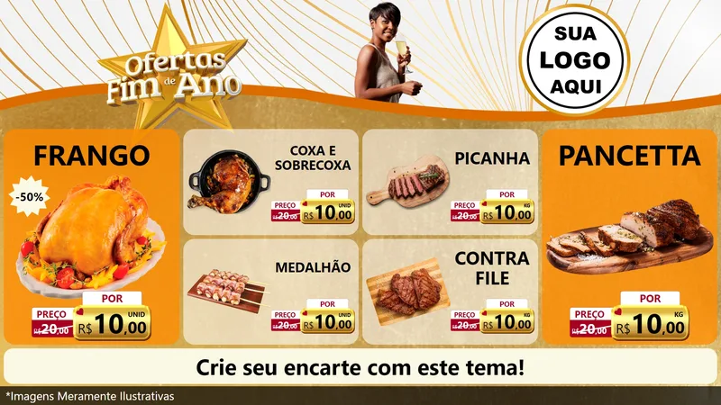 Modelo de TV para TV Horizontal com o tema Ofertas Fim de Ano para Assados