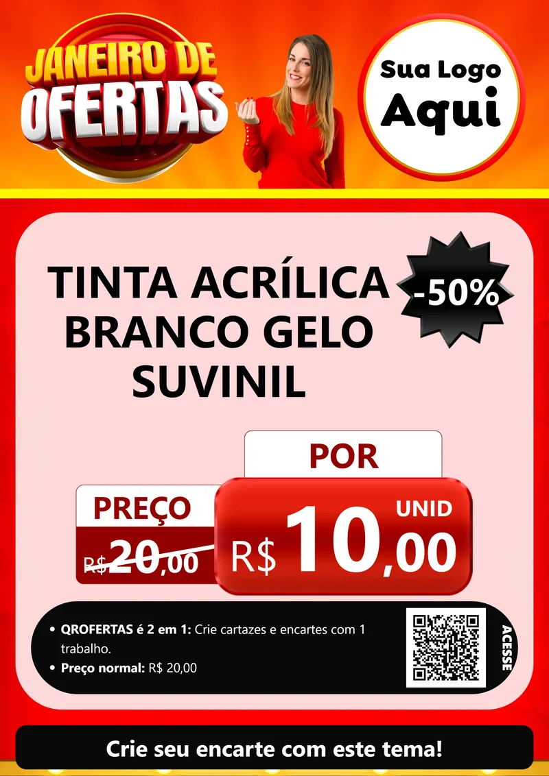 Modelo de Cartaz para Cartaz A4 Vertical com o tema Janeiro de Ofertas para Tintas e Ferramentas