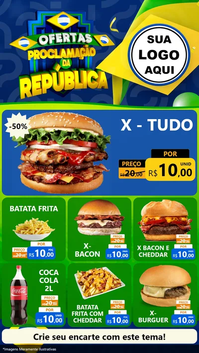 Modelo de Rede Social para Stories com o tema Ofertas Proclamação da República para Hamburgueria