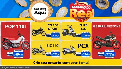 Modelo de TV para TV Horizontal com o tema Sabadão do Real para Concessionaria de Motos
