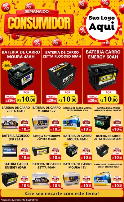 Modelo de Encarte para Encarte Grande com o tema Semana do Consumidor para Baterias Elétricas