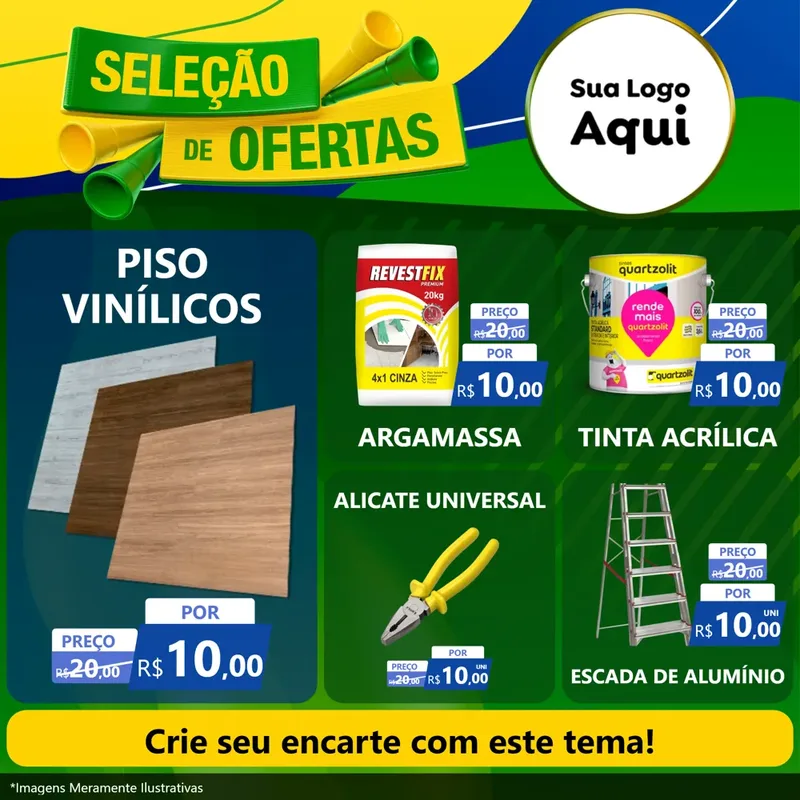 Modelo de Rede Social para Feed Facebook com o tema Seleção de Ofertas - Copa para Material para Construção