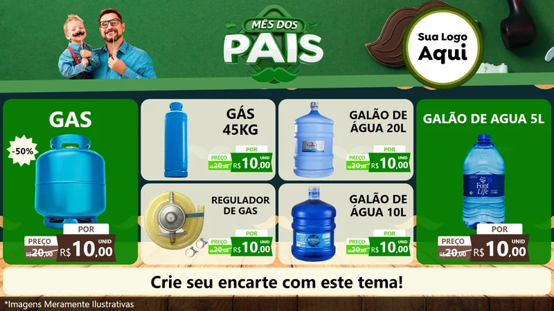 Modelo de TV para TV Horizontal com o tema Mês dos Pais para Água e gás