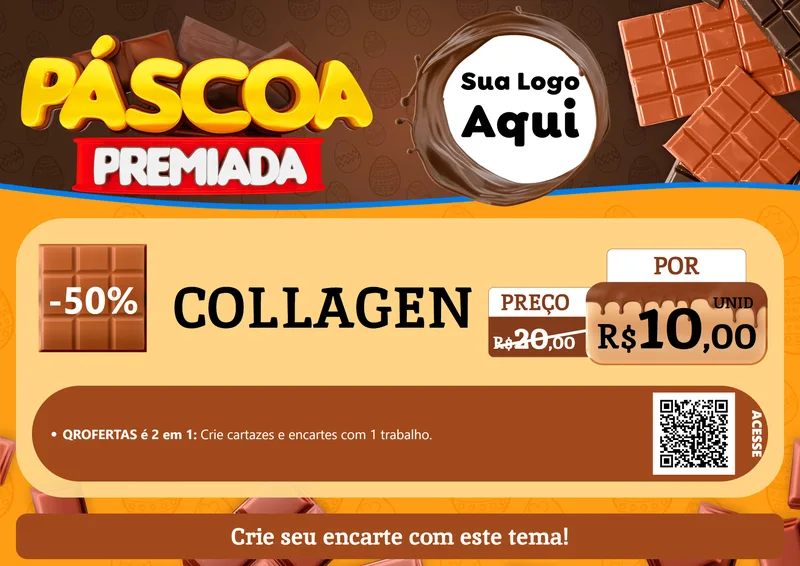 Modelo de Cartaz para Cartaz A4 Horizontal com o tema Páscoa Premiada para Suplementos alimentares