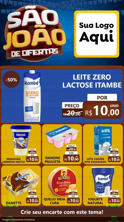 Modelo de Rede Social para Stories com o tema São João Ofertas Imbatíveis! - Junina para Frios e Laticínios