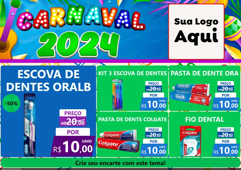Modelo de Encarte para Encarte A4 Horizontal com o tema Carnaval 2027 para Higiene Pessoal