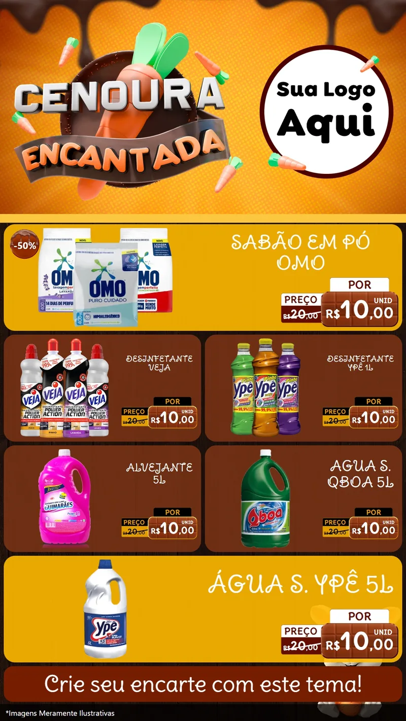 Modelo de TV para TV Vertical com o tema Cenoura Encantada - Páscoa para Produtos de Limpeza