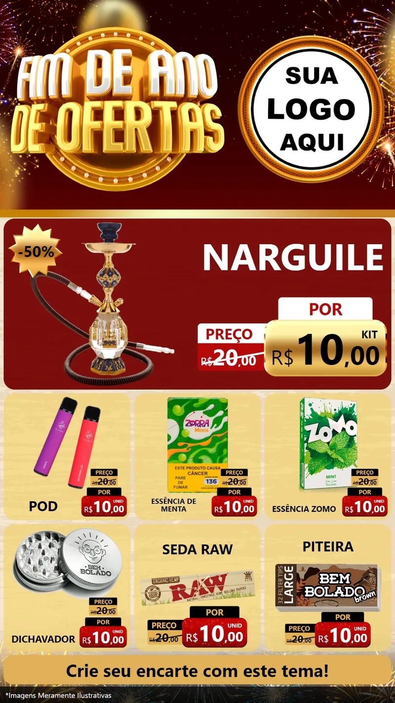 Modelo de Rede Social para Stories com o tema Fim de Ano de Ofertas para Tabacaria