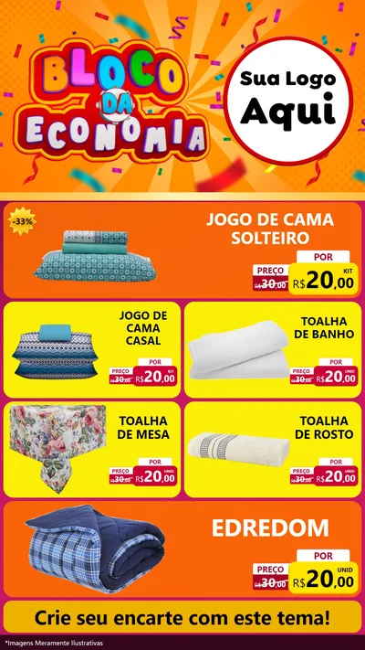 Modelo de TV para TV Vertical com o tema Bloco da Economia para Cama, Mesa e Banho