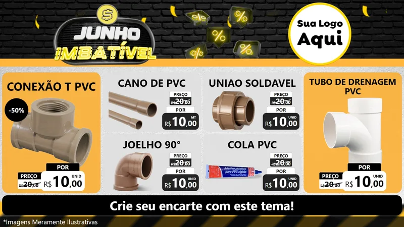 Modelo de TV para TV Horizontal com o tema Junho Imbatível para Tubos e conexões