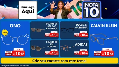 Modelo de TV para TV Horizontal com o tema Nota 10 para Óticas