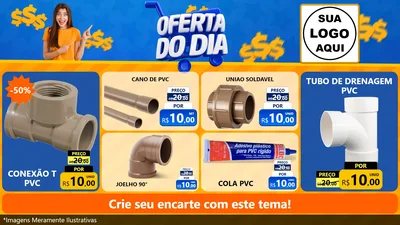 Modelo de TV para TV Horizontal com o tema Oferta do Dia para Tubos e conexões