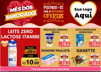 Modelo de Encarte para Encarte A4 Horizontal com o tema Mês dos Namorados para Frios e Laticínios
