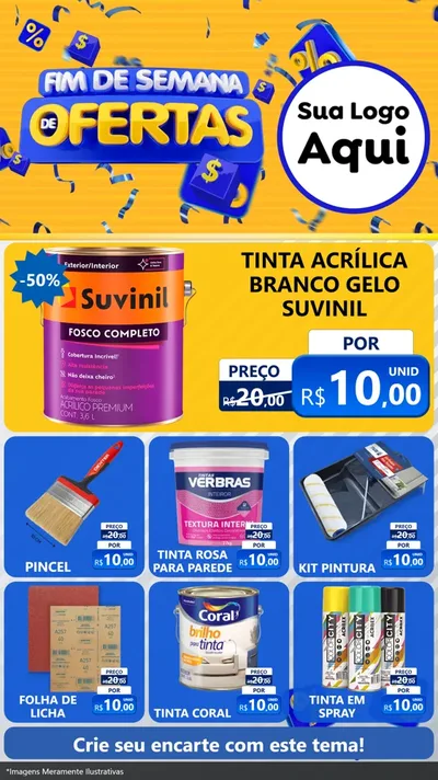 Modelo de Rede Social para Stories com o tema Fim de Semana de Ofertas para Tintas e Ferramentas