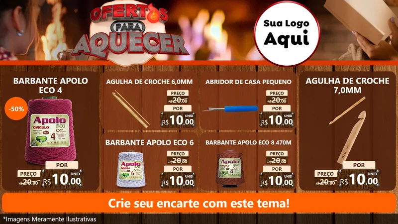 Modelo de TV para TV Horizontal com o tema Ofertas Para Aquecer para Armarinho e Aviamentos