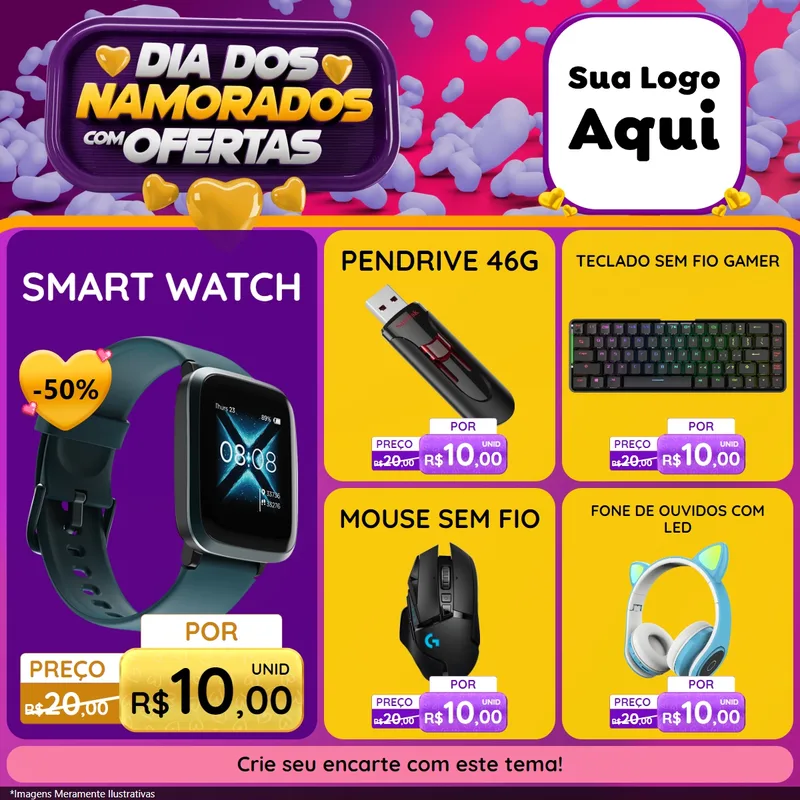 Modelo de Rede Social para Feed Facebook com o tema Dia Dos Namorados Com Ofertas para Informática