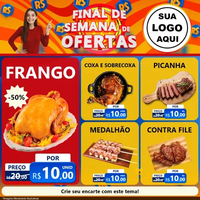 Modelo de Rede Social para Feed Facebook com o tema Final de Semana de Ofertas para Assados