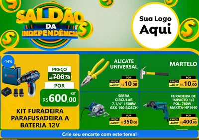 Modelo de Encarte para Encarte A4 Horizontal com o tema Saldão da Indepêndencia para Maquinas e Ferramentas