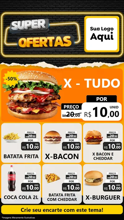 Modelo de Rede Social para Stories com o tema Super Ofertas para Hamburgueria