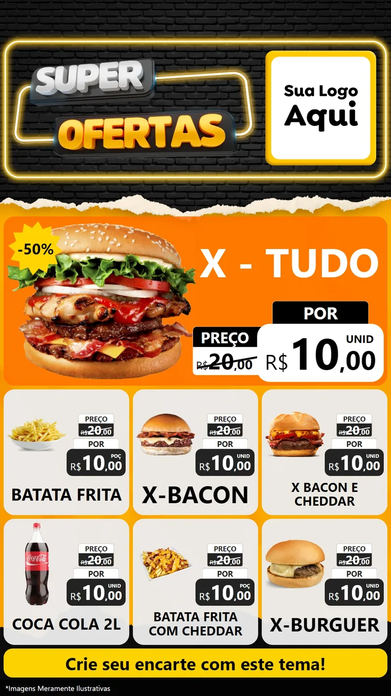 Modelo de Rede Social para Stories com o tema Super Ofertas para Hamburgueria