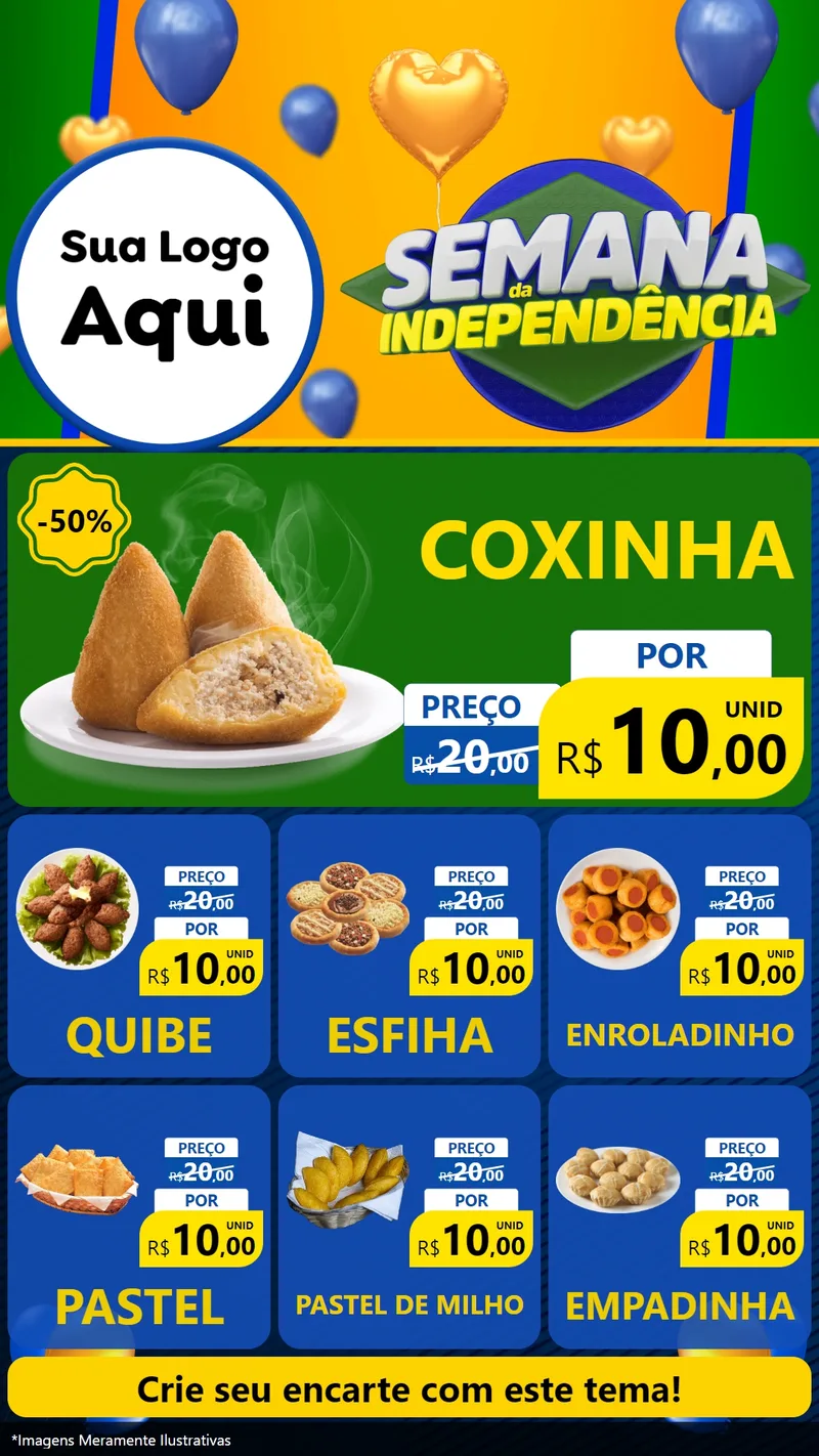 Modelo de Rede Social para Stories com o tema Semana da Independência para Salgadaria