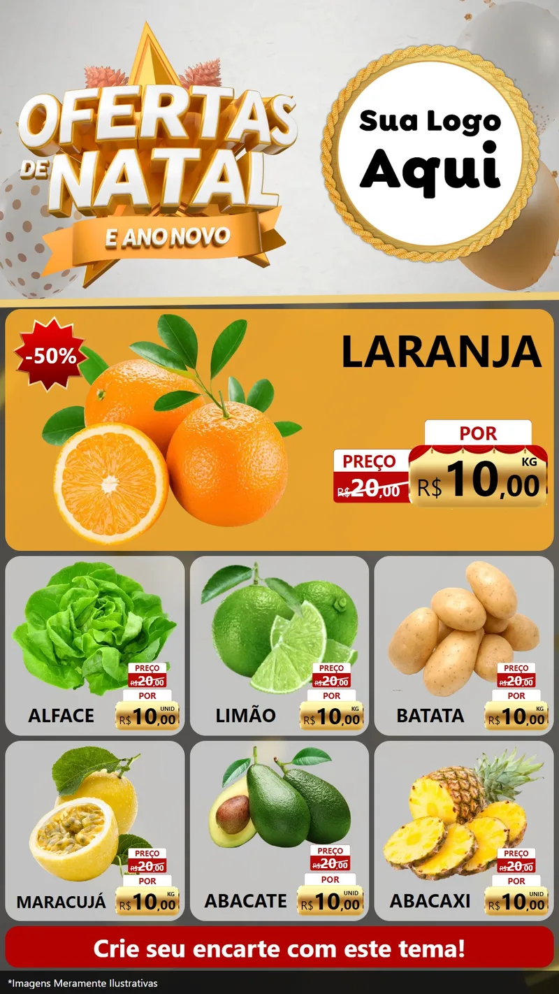 Modelo de Rede Social para Stories com o tema Ofertas De Natal E Ano Novo para Hortifrúti