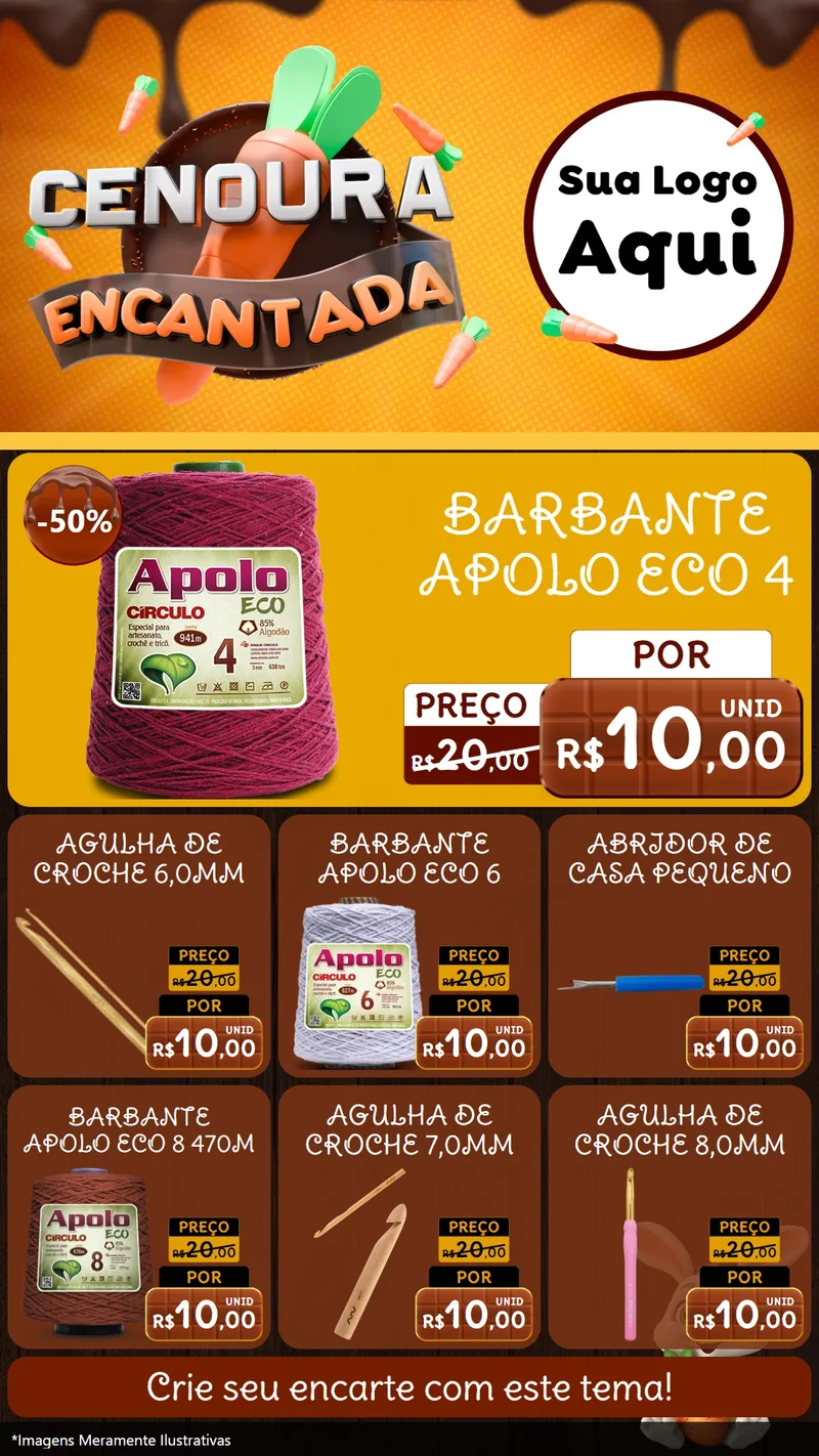 Modelo de Rede Social para Stories com o tema Cenoura Encantada - Páscoa para Armarinho e Aviamentos