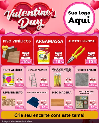 Modelo de Rede Social para Feed Instagram com o tema Valentine's Day para Material para Construção