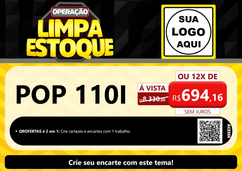 Modelo de Cartaz para Cartaz A4 Horizontal com o tema Operação Limpa Estoque para Concessionaria de Motos