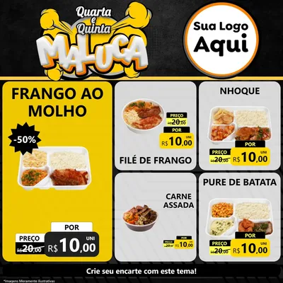 Modelo de Rede Social para Feed Facebook com o tema Quarta e Quinta Maluca para Restaurante