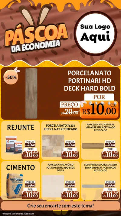 Modelo de Rede Social para Stories com o tema Páscoa da Economia para Pisos e revestimentos